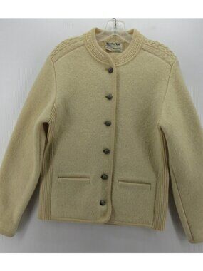VINTAGE Meister Sweater Large Boiled Wool Cardigan 80s Austria *